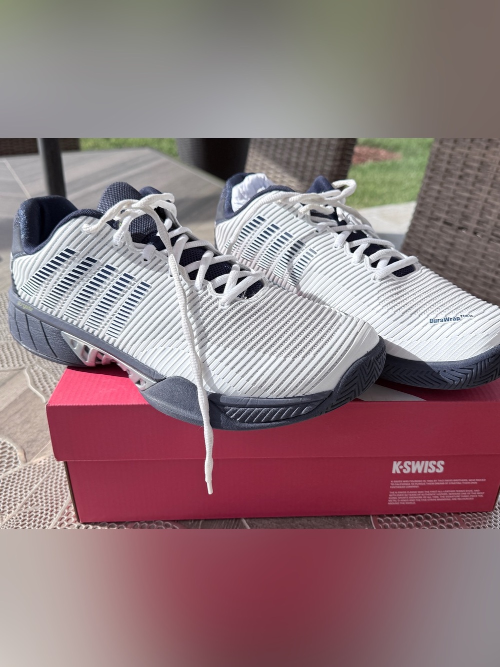 K-Swiss White and Navy Performance Tennis - Pickleball Shoes